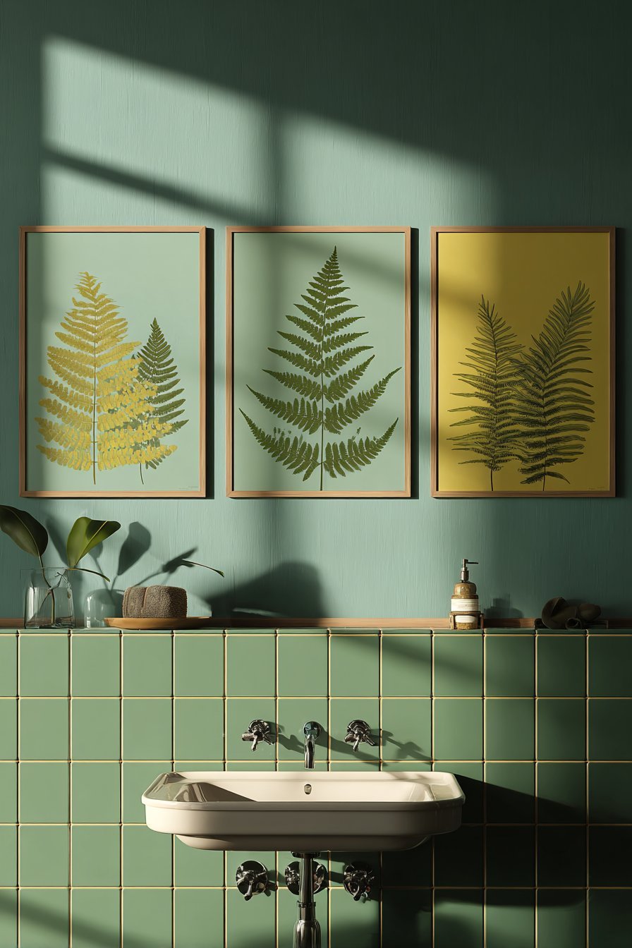 Botanical Print Trio in Bamboo Frames