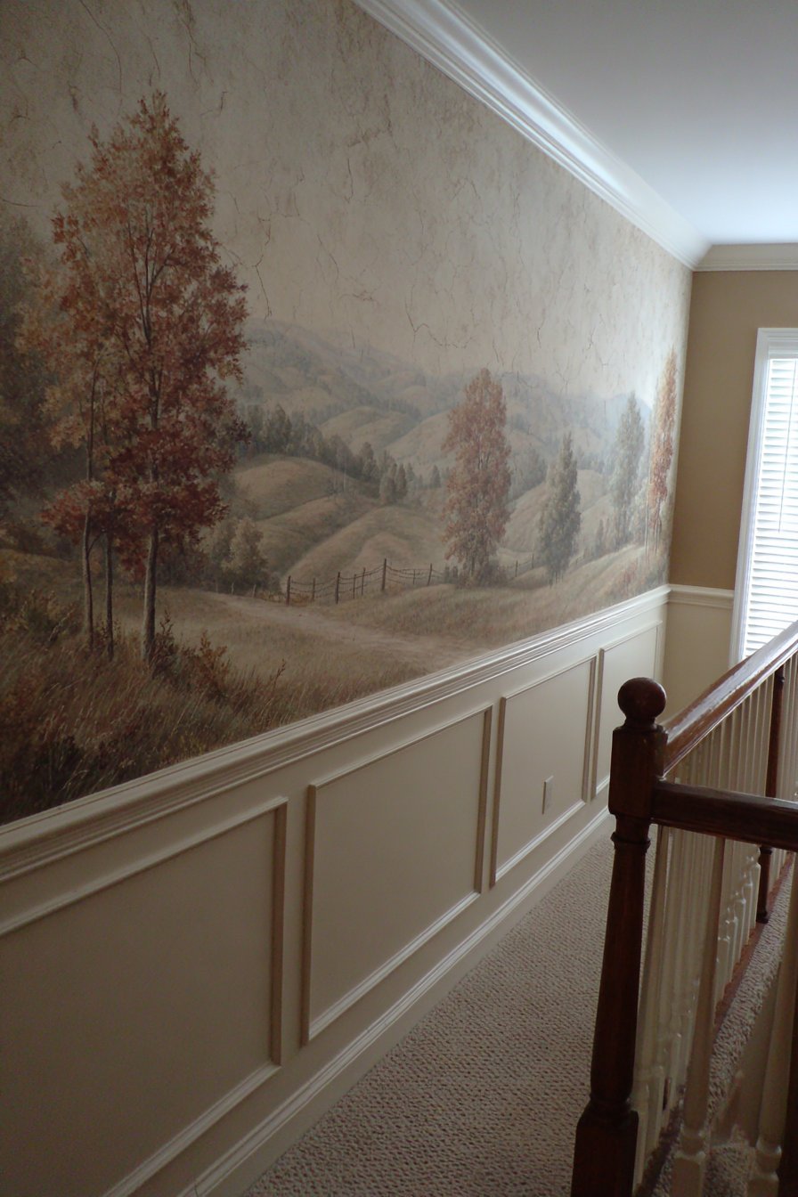 Hand-Painted Scenic Mural Wall