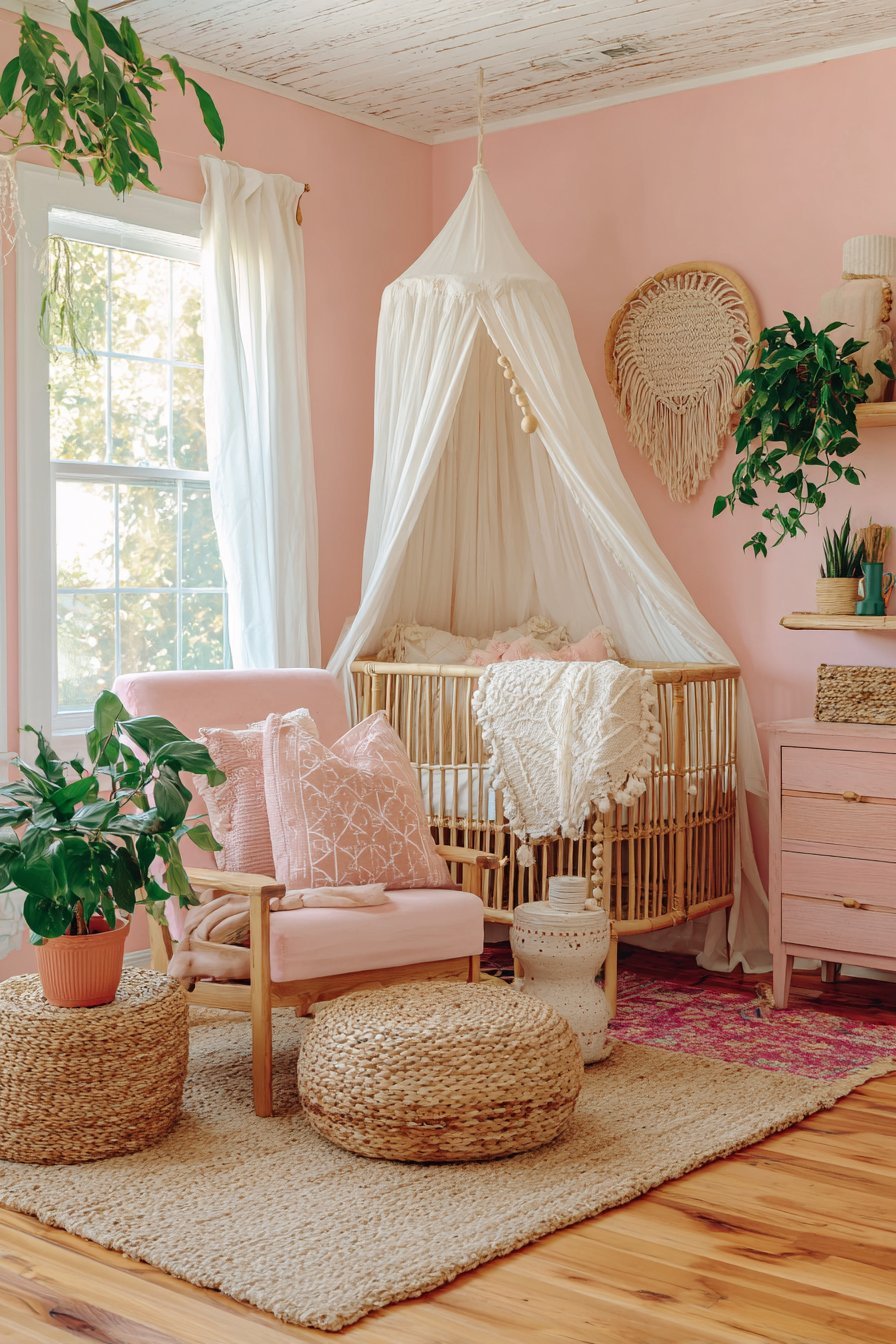 Pink boho nursery
