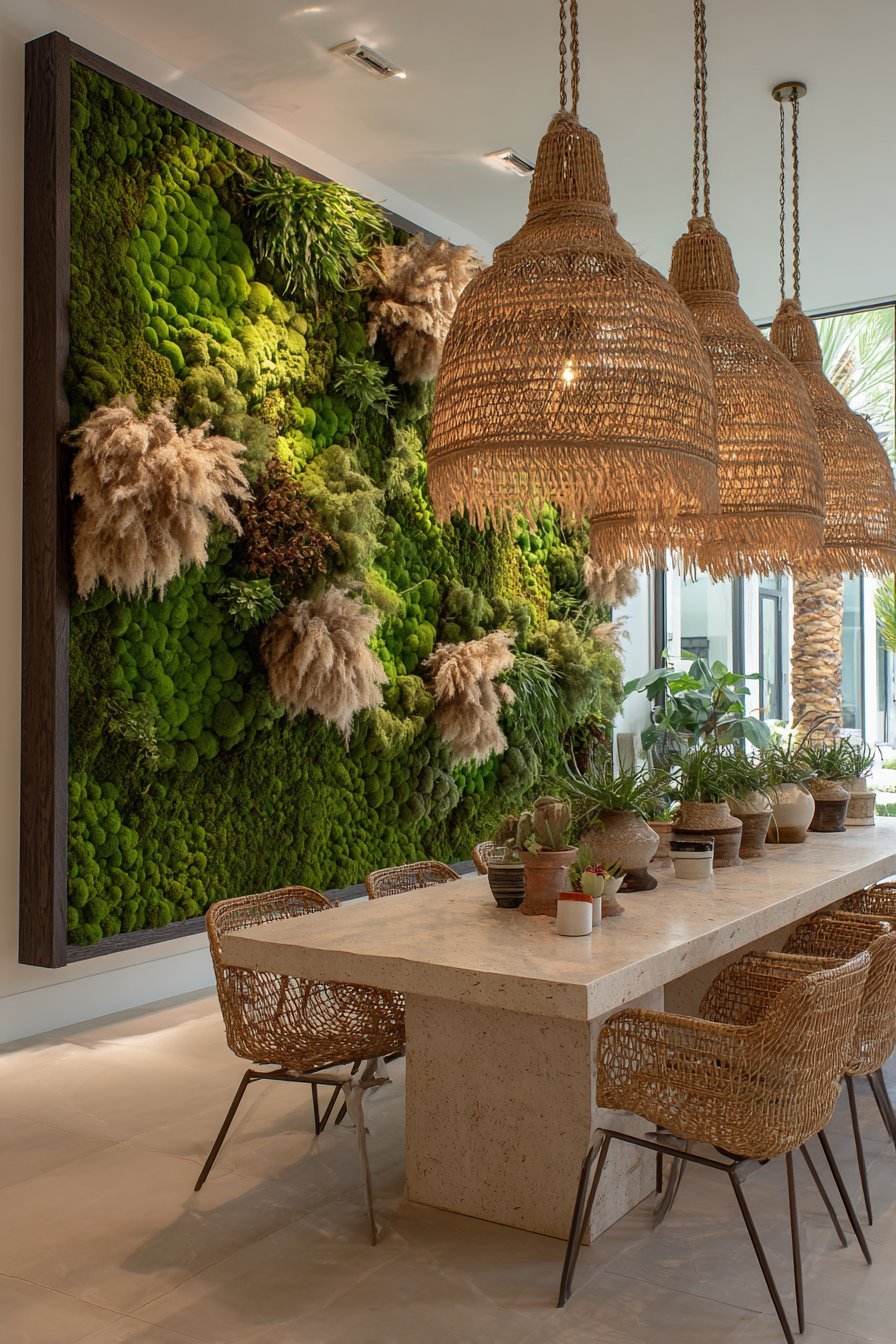 A Living Wall or Preserved Moss Installation