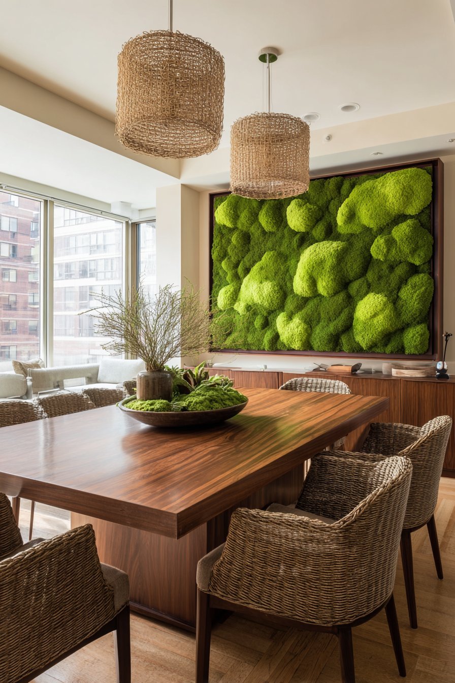 A Living Wall or Preserved Moss Installation