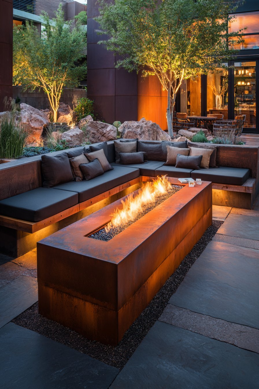 A Sculptural Fire Feature or Artistic Fire Pit