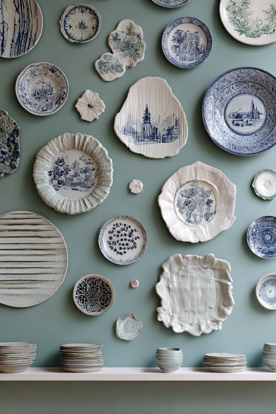 A Gallery of Vintage Plates or Ceramic Wall Art