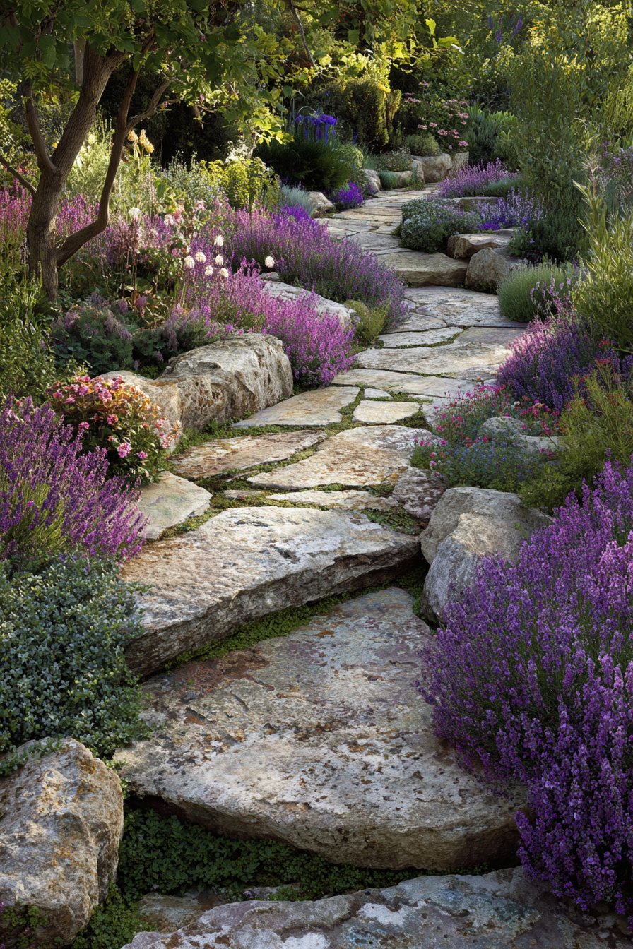 Weathered Stone Paths and Mossy Stepping Stones