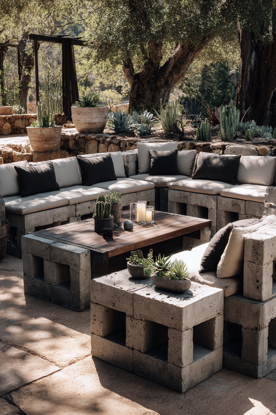 Build Custom Seating with Cinder Blocks and Cushions
