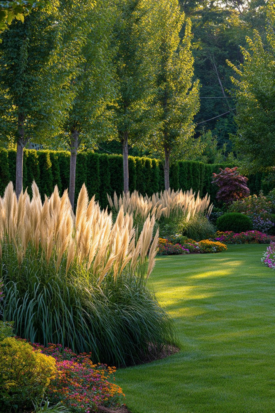 Use Tall Ornamental Grasses and Hedges