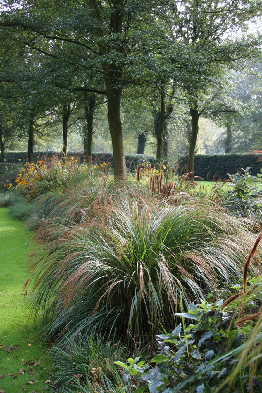 Use Tall Ornamental Grasses and Hedges