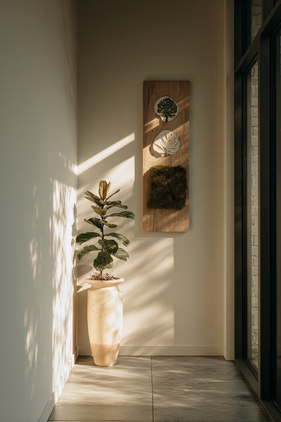 Incorporate Tall Plants and Botanical Elements as Living Decor