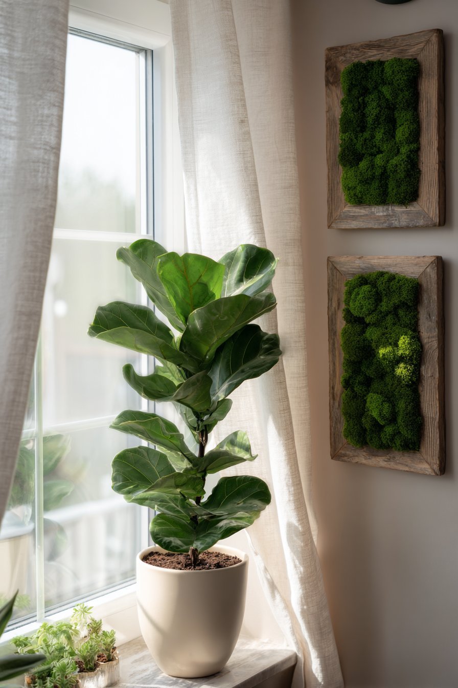 Incorporate Tall Plants and Botanical Elements as Living Decor