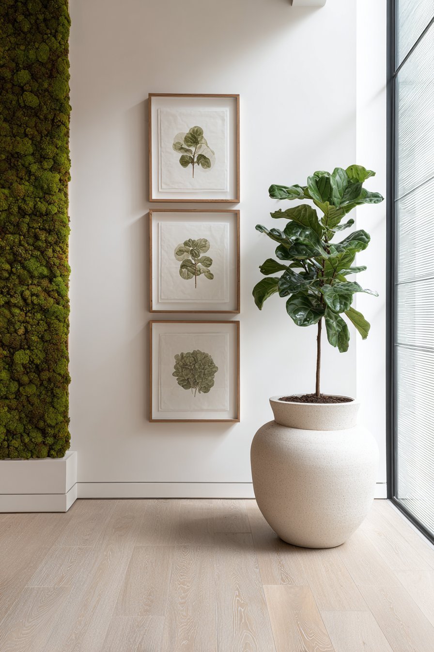 Incorporate Tall Plants and Botanical Elements as Living Decor