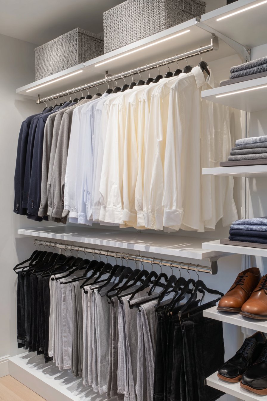 Closet Rod Doubling Expands Hanging Space